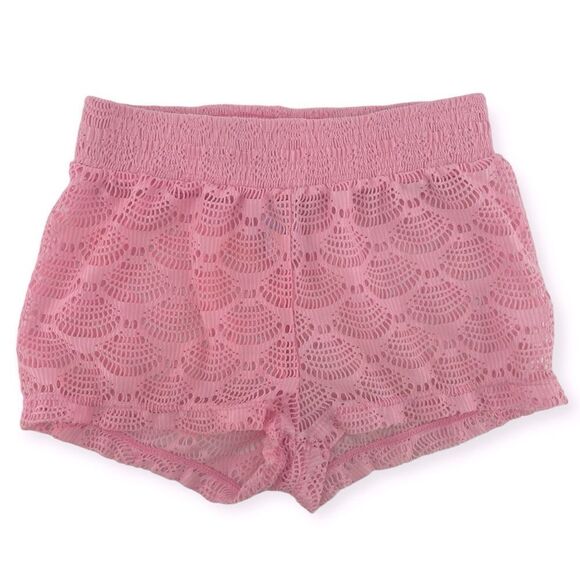 More Than Magic Girl’s Pink Pull-On Scallop Crochet Swim Cover Up Shorts 6/6X - Picture 1 of 7